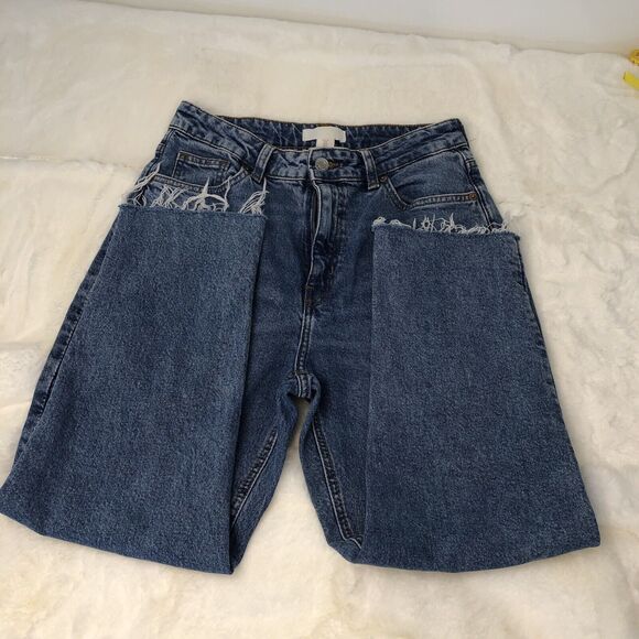 H&M &Denim High Waist Loose Mom Jeans 8 Short - Picture 6 of 14